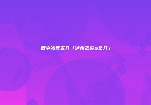 尽享浓香五升「泸州老窖5公升」