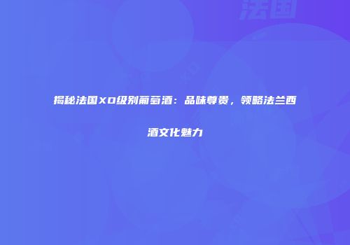 揭秘法国XO级别葡萄酒：品味尊贵，领略法兰西酒文化魅力