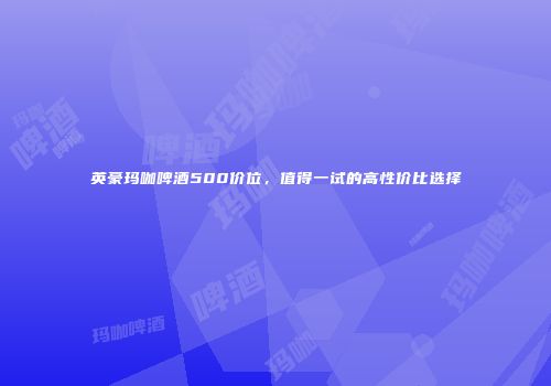 英豪玛咖啤酒500价位，值得一试的高性价比选择