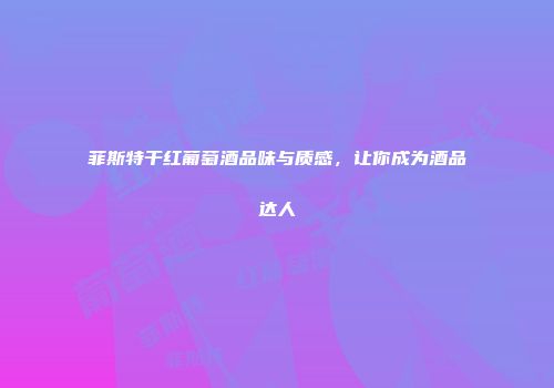 菲斯特干红葡萄酒品味与质感，让你成为酒品达人