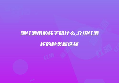 喝红酒用的杯子叫什么,介绍红酒杯的种类和选择