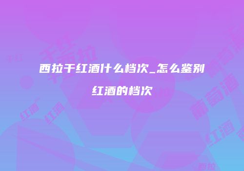 西拉干红酒什么档次_怎么鉴别红酒的档次