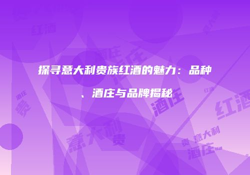 探寻意大利贵族红酒的魅力：品种、酒庄与品牌揭秘