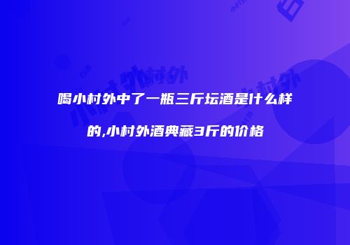 喝小村外中了一瓶三斤坛酒是什么样的,小村外酒典藏3斤的价格