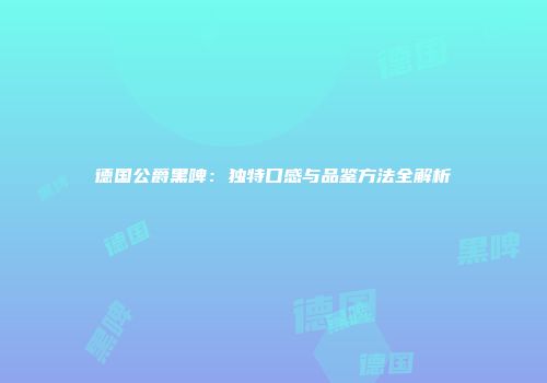 德国公爵黑啤：独特口感与品鉴方法全解析
