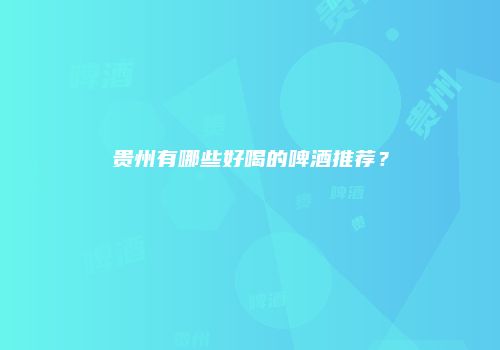 贵州有哪些好喝的啤酒推荐？