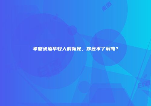 孝感米酒年轻人的新宠，你还不了解吗？