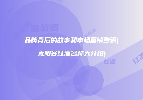 品牌背后的故事和市场营销步骤(太阳谷红酒名称大介绍)