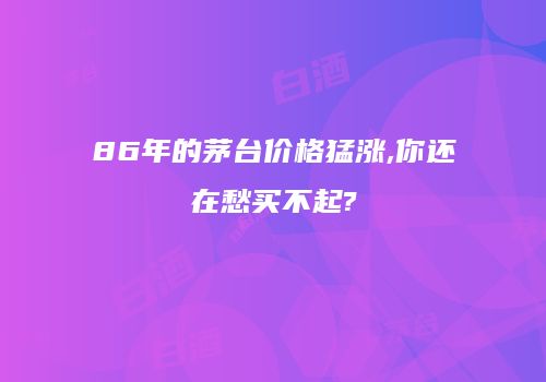86年的茅台价格猛涨,你还在愁买不起?