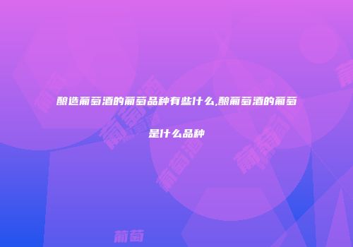 酿造葡萄酒的葡萄品种有些什么,酿葡萄酒的葡萄是什么品种