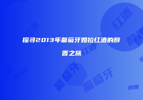探寻2013年葡萄牙如拉红酒的醇香之旅