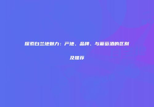 探索白兰地魅力：产地、品牌、与葡萄酒的区别及推荐