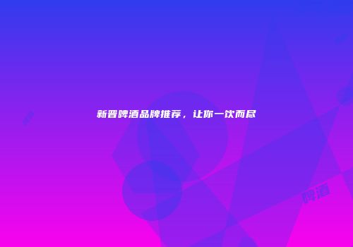 新晋啤酒品牌推荐，让你一饮而尽