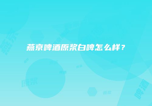 燕京啤酒原浆白啤怎么样？