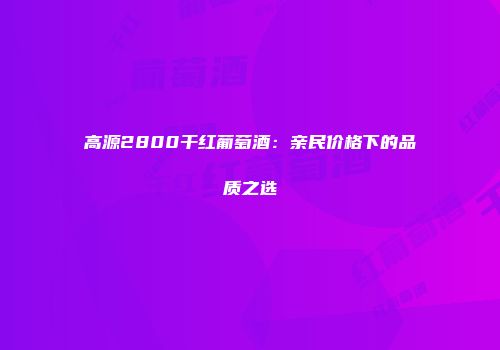 高源2800干红葡萄酒：亲民价格下的品质之选