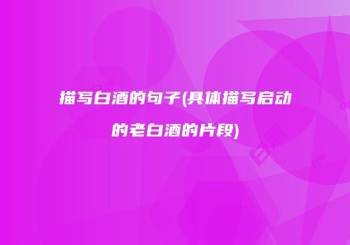 描写白酒的句子(具体描写启动的老白酒的片段)