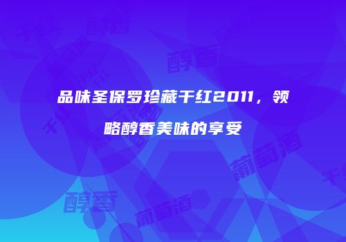 品味圣保罗珍藏干红2011，领略醇香美味的享受