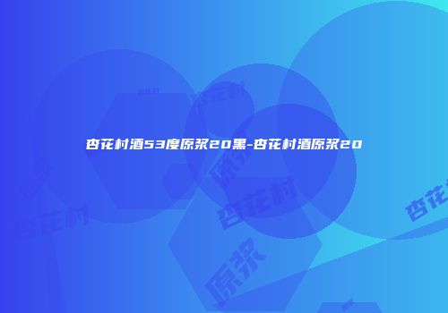 杏花村酒53度原浆20黑-杏花村酒原浆20