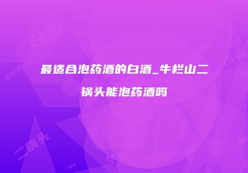 最适合泡药酒的白酒_牛栏山二锅头能泡药酒吗