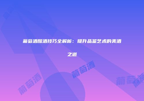 葡萄酒醒酒技巧全解析：提升品鉴艺术的美酒之道