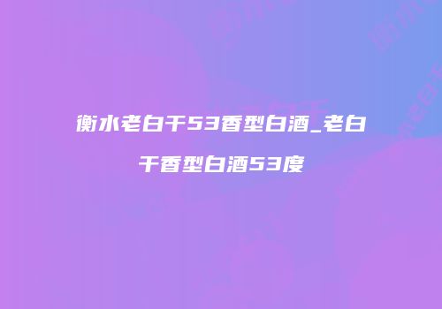 衡水老白干53香型白酒_老白干香型白酒53度
