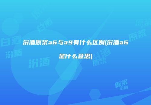 汾酒原浆a6与a9有什么区别(汾酒a6是什么意思)