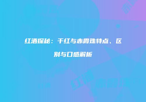 红酒探秘：干红与赤霞珠特点、区别与口感解析