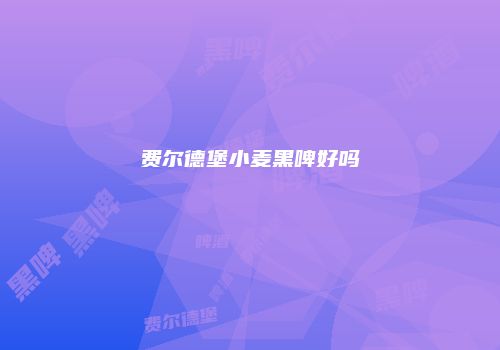 费尔德堡小麦黑啤好吗
