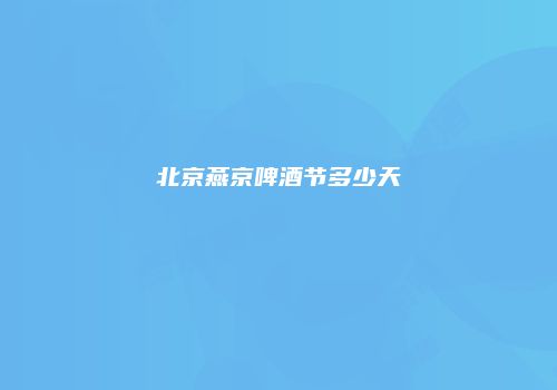 北京燕京啤酒节多少天