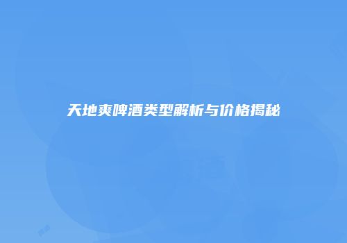 天地爽啤酒类型解析与价格揭秘