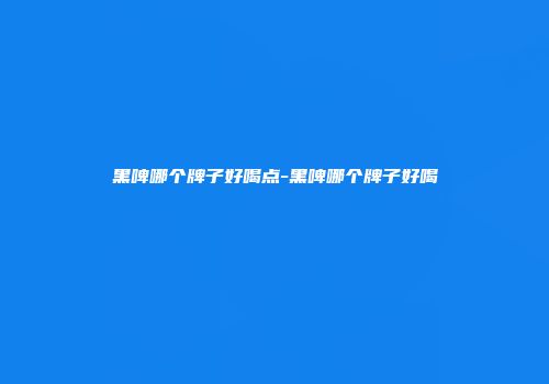 黑啤哪个牌子好喝点-黑啤哪个牌子好喝