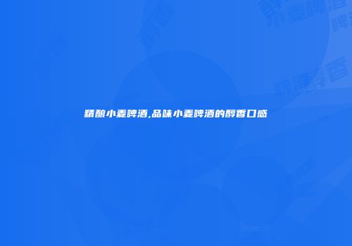 精酿小麦啤酒,品味小麦啤酒的醇香口感
