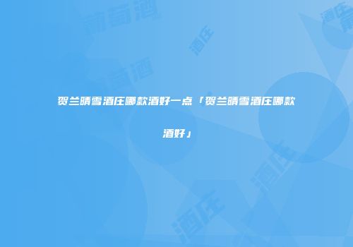 贺兰晴雪酒庄哪款酒好一点「贺兰晴雪酒庄哪款酒好」