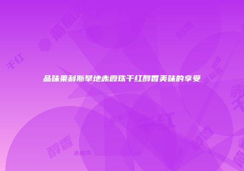 品味莱利斯旱地赤霞珠干红醇香美味的享受