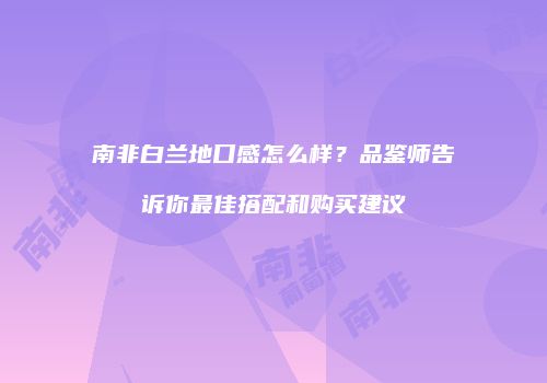 南非白兰地口感怎么样？品鉴师告诉你最佳搭配和购买建议