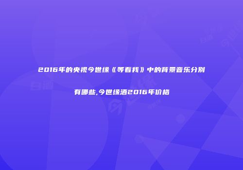 2016年的央视今世缘《等着我》中的背景音乐分别有哪些,今世缘酒2016年价格