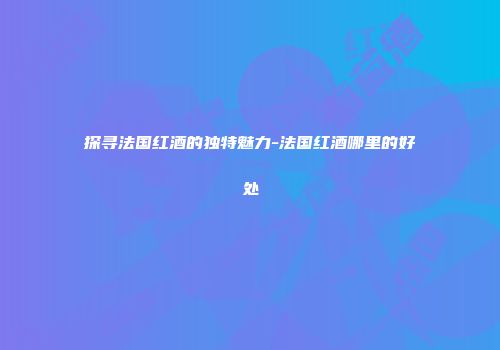 探寻法国红酒的独特魅力-法国红酒哪里的好处