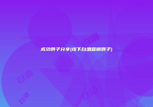 成功例子分享(线下白酒营销例子)