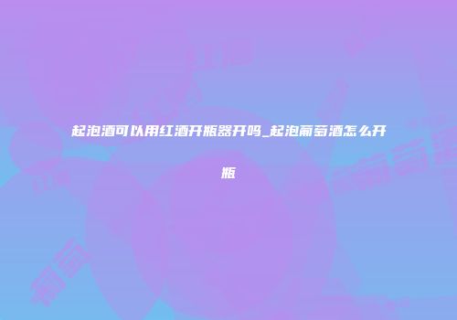 起泡酒可以用红酒开瓶器开吗_起泡葡萄酒怎么开瓶