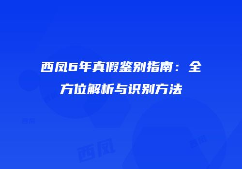 西凤6年真假鉴别指南：全方位解析与识别方法