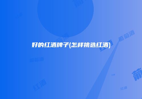 好的红酒牌子(怎样挑选红酒)