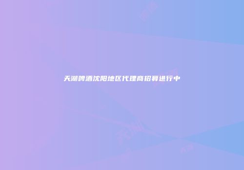 天湖啤酒沈阳地区代理商招募进行中