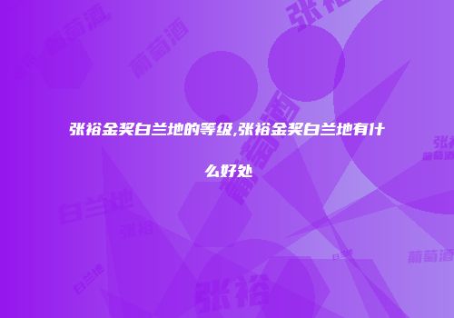 张裕金奖白兰地的等级,张裕金奖白兰地有什么好处