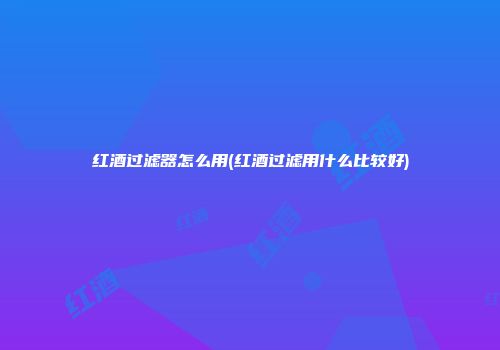 红酒过滤器怎么用(红酒过滤用什么比较好)
