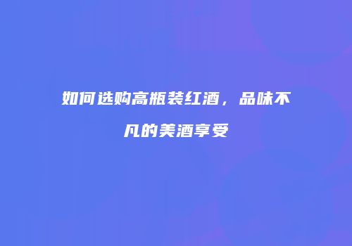 如何选购高瓶装红酒，品味不凡的美酒享受