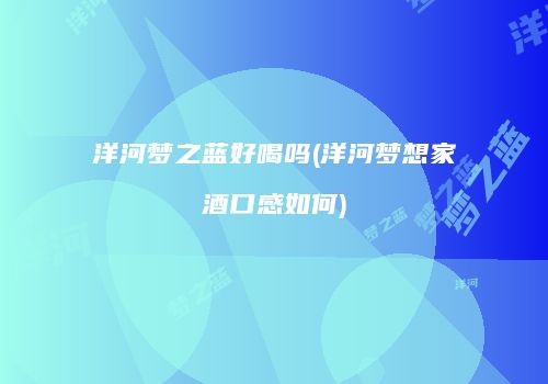 洋河梦之蓝好喝吗(洋河梦想家酒口感如何)