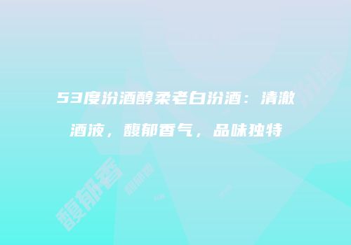 53度汾酒醇柔老白汾酒：清澈酒液，馥郁香气，品味独特