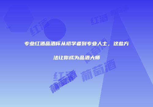 专业红酒品酒杯从初学者到专业人士，这些方法让你成为品酒大师