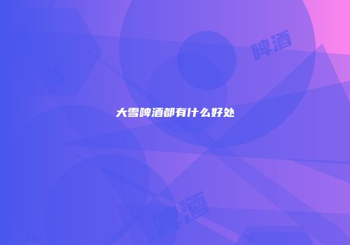 大雪啤酒都有什么好处