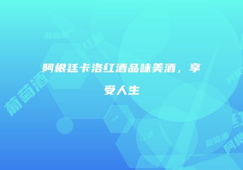 阿根廷卡洛红酒品味美酒，享受人生